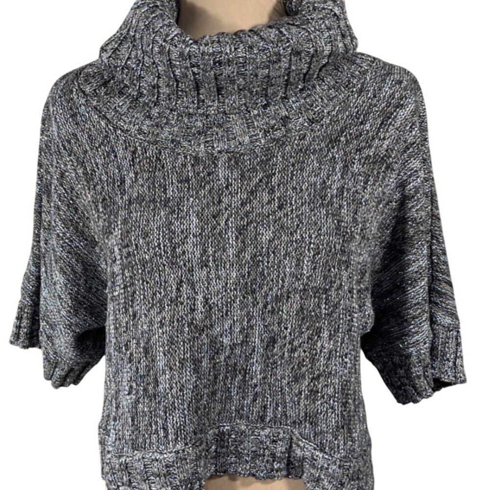 INC Short Sleeve Sweater Taupe Metallic Size L Large Cowl Neck